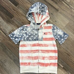 POLO Ralph Lauren terry zip short sleeve hoodie size L (12-14) girls
